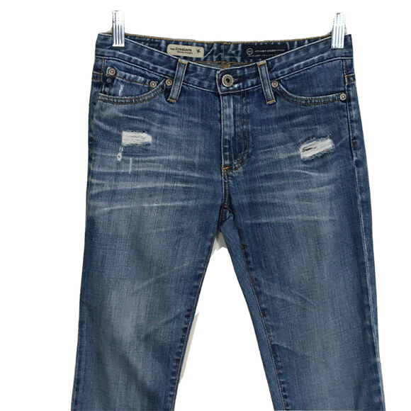 Adriano Goldschmied AG Premiere Skinny Straight Jeans Distressed Ripped Size 25 - Picture 4 of 12